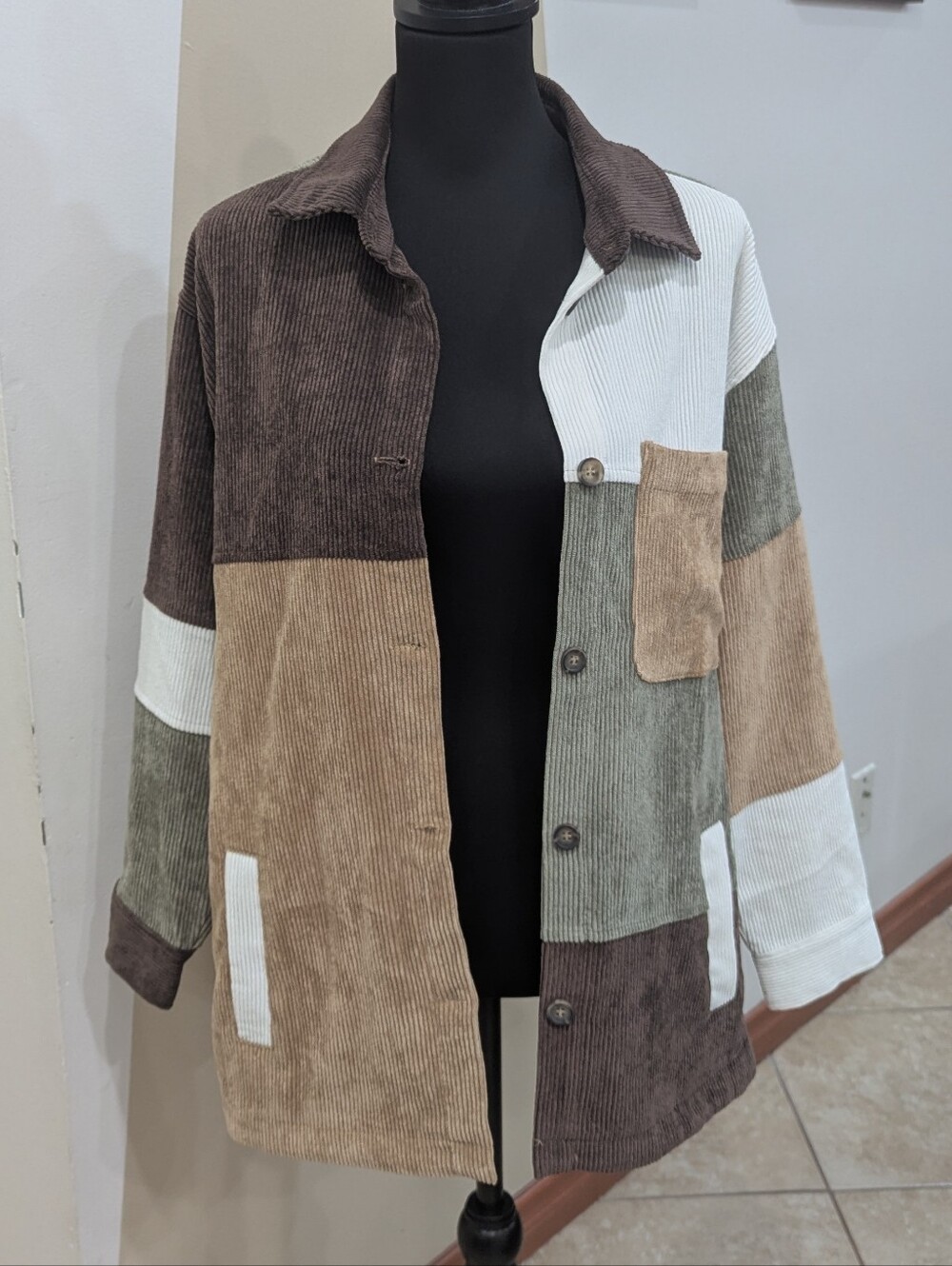 Ashley By 26 International Corduroy Patchwork Jacket - Neutral Mix Size 8